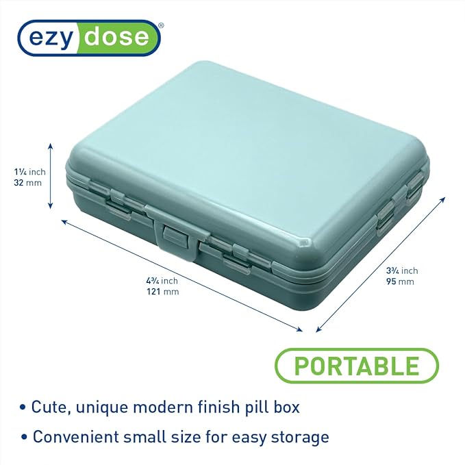 Ezy Dose Foldable Pill Case, Medicine Planner, Vitamin Organizer Box, Convenient and Easy to Use, 11 Individual Compartments with Various Sizes, Travel Friendly, Compact Pocket Pharmacy Style, Blue