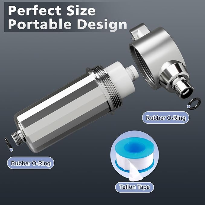 25+Stage Handheld Shower Water Filter with KDF 55 - Advanced Remove Heavy Metals and Chlorine, Leak-Proof Aluminum Design, Suitable for Sensitive Skin and Hair Care
