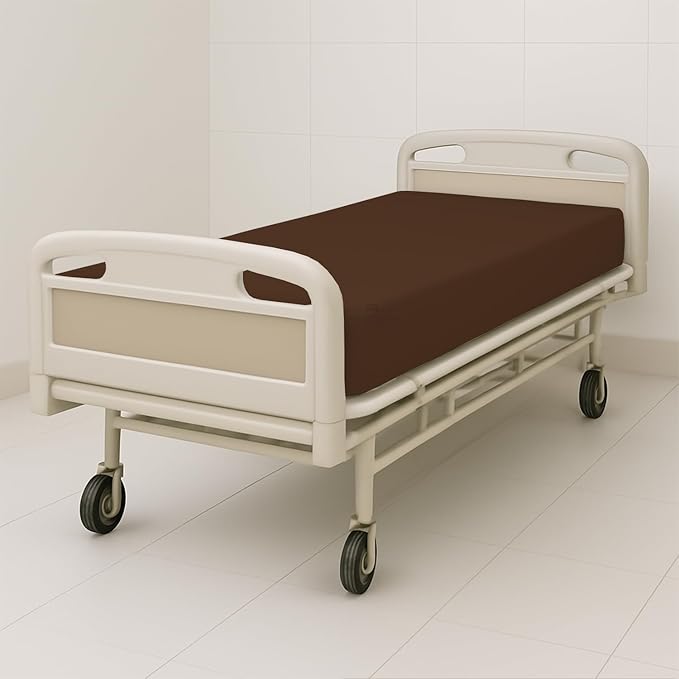 1 Pack Fitted Hospital Bed Sheets - Soft Microfiber Hospital Fitted Sheet - Hospital Bed Fitted Sheets (Chocolate, 36" x 84" x 12")