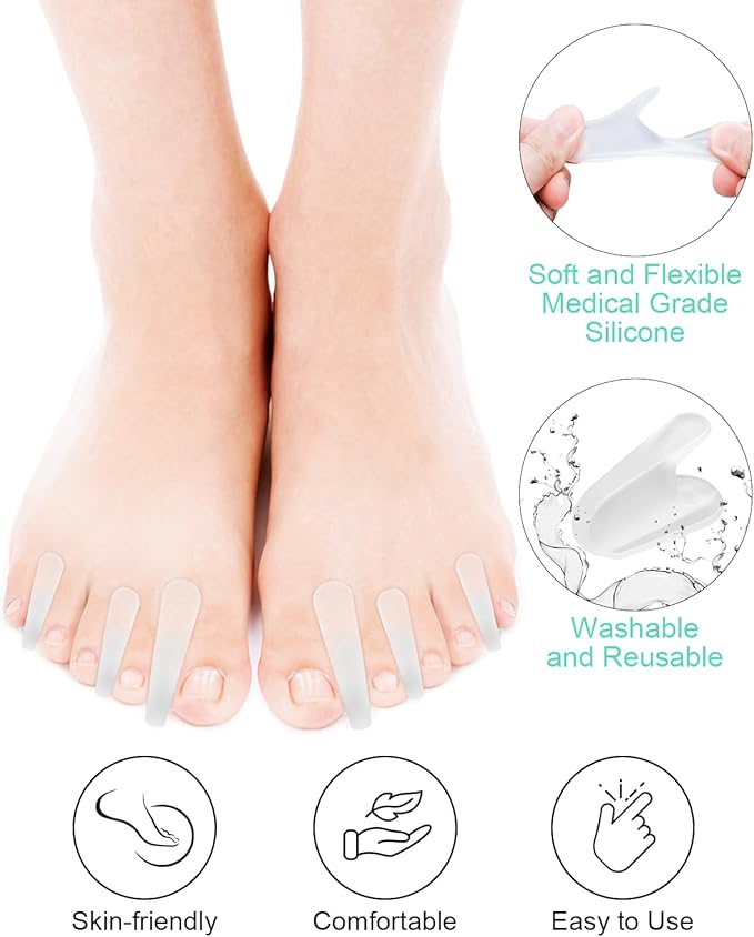16Pcs Gel Toe Separators, Silicone Toe Spacers Bunion Corrector for Feet Women Men Pain Relief, Soft Flared Toe Spreader Hammer Toe Straightener for Overlapping Toes(12Small+4Large Size)