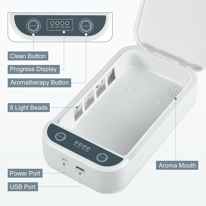Nail Tool Sterilizer Box Portable with Blue Light,USB Sterilizer Cleaning Box for Nail Salon, Tweezers, Jewelry, Phone, Manicure Tools