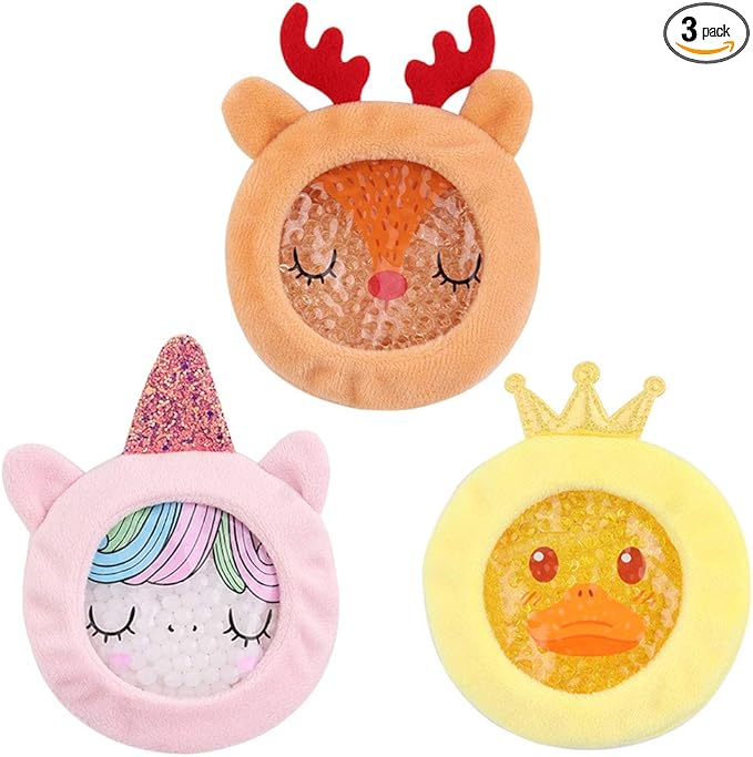 Hilph Kids Ice Packs for Boo Boos, Reusable Gel Cold Packs for Toddlers Injuries, 3 Pcs Hot & Cold Compress with Cute Plush Sleeves for Pain Relief, Fever, Wisdom Teeth, First Aid, Bumps (Unicorn)
