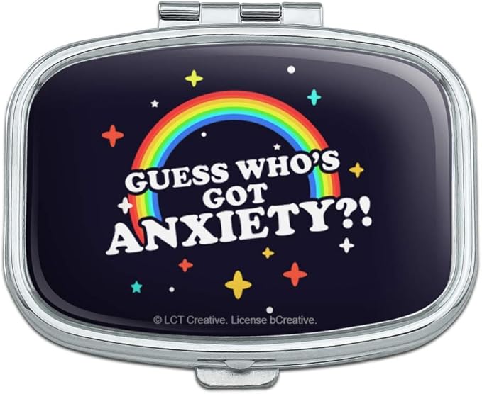 Graphics & More Guss Who's Got Anxiety Rainbow Funny Humor Rectangle Pill Case Trinket Gift Box