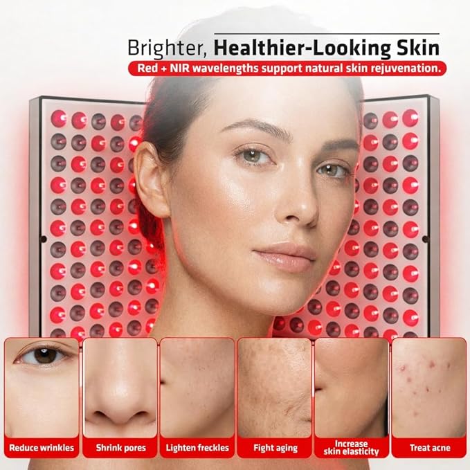 Red Light Therapy for Face & Body,120‑LED Red/Infrared Healing Lamp for Skin, Pain Relief, Muscle Recovery, Yoga & Workout Support