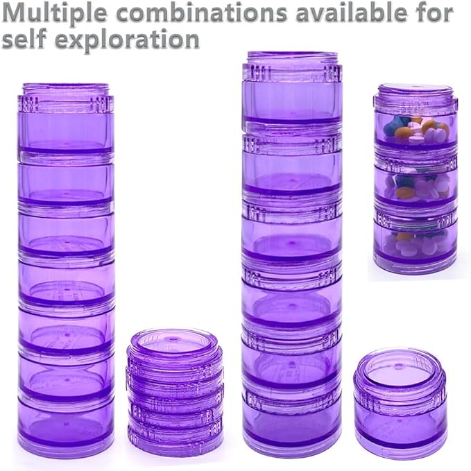 HaiSea Weekly Travel Pill Planner-Monthly Pill Organizer, Daily Month Pill Box-Separate AM/PM Compartments Colors Vary (Purple)