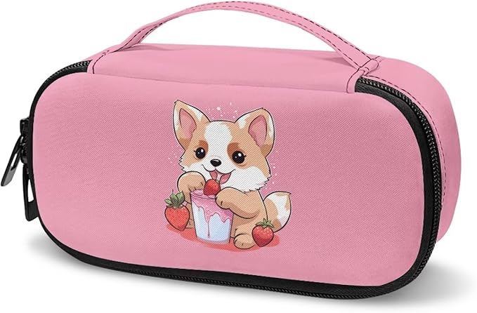 Strawberry Corgi Dog Insulin Cooler Travel Case,Diabetes Carrying Bag for Supplies Keep Medicine Cool While Traveling,Insulin Vial Protector Cooling kit for Storage,Mini Insulated Pack