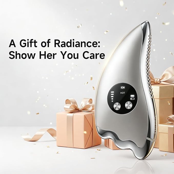 Electric Gua Sha with Microcurrent & Heated, 2-in-1 Dual-Sided face sculpting tool for Chin,Arms, Legs,No-Noise Gua sha Tool for Firming, Sculpting & Skincare