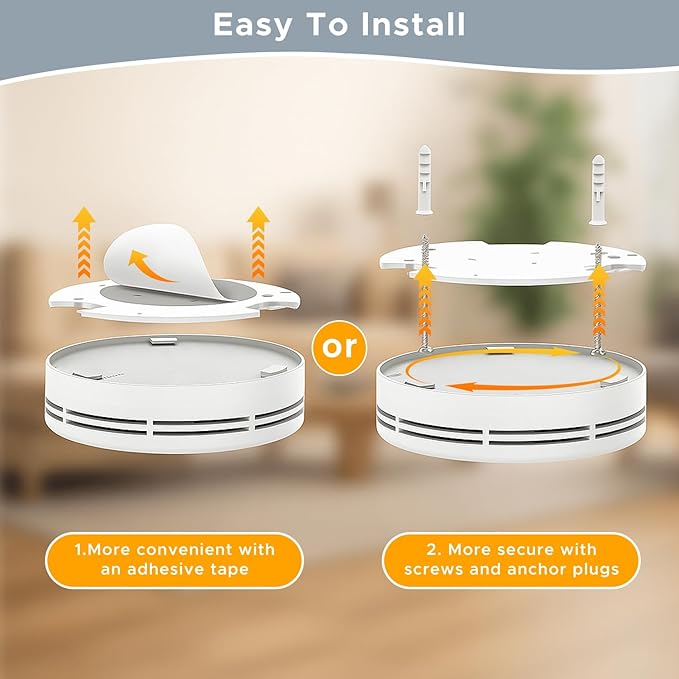 Smoke Alarm with LED Indicator with Mute Button, Fire Alarm Smoke Detector with Built-in 10 Year Battery, Model VS02