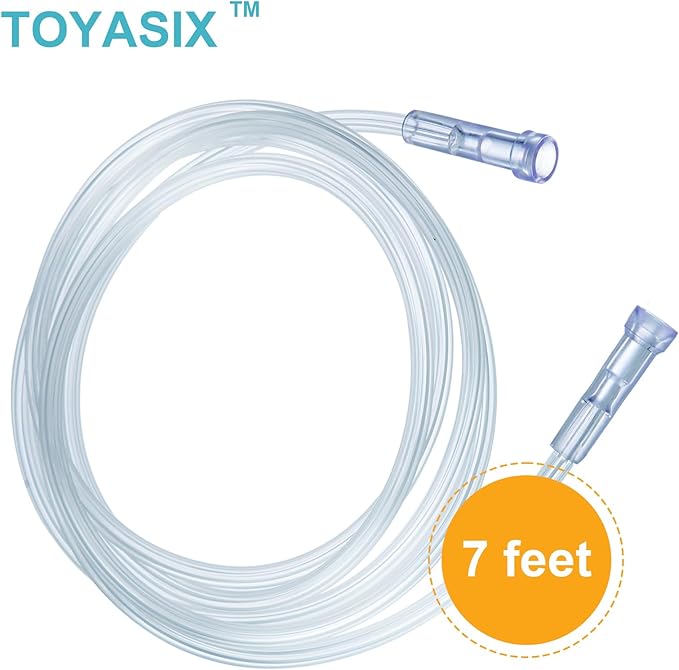 Oxygen Supply Tubing - Premium Crush-Resistant with Curved Prongs, High Flow Oxygen Tubing for Oxygen Concentrator Machine, Nebulizer Tubing & Oxygen Therapy - 7FEET 3 Pack