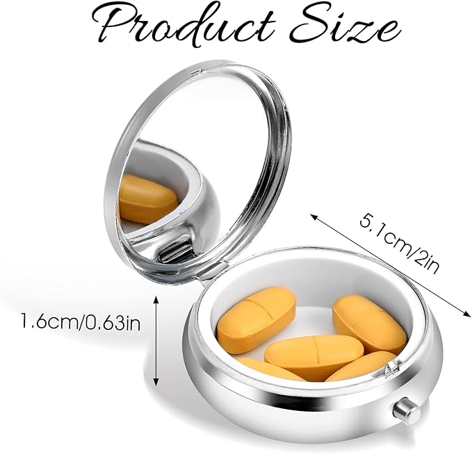 Sibba Portable Medicine Pill Case, Travel Multi-Functional Moisture Proof Pill Box for Purse & Pocket, Cute Metal Medicine Pill Organizer Box for Vitamins, Fish Oil & Supplements (Tree)