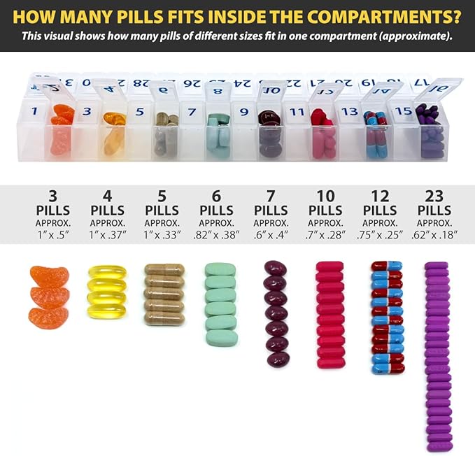 AM/PM 31 Day Once-a-Day Monthly Pill Planner Organizers - Large Compartment Pill Boxes Store Medications for Entire Month Plus Compartment for Extra Pills (Am/Pm Teal & Teal)