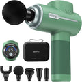 RENPHO Active Massage Gun, Deep Tissue Percussion Massager for Back and Neck, Portable Handheld Massager with 5 Speeds, 5 Attachments, Carry Case, Green