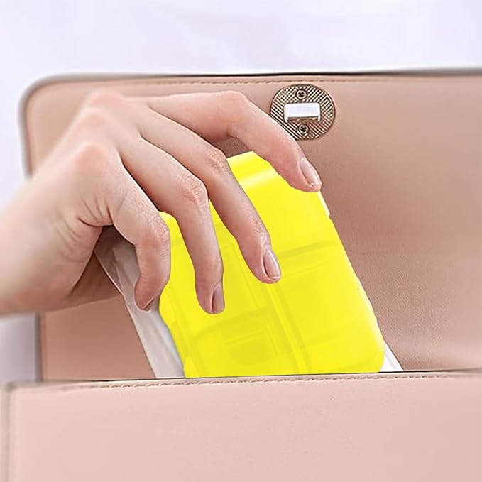 Travel Pill Organizer Portable Pocket Pill Case Small Pill Box for Purse Medicine Organizer Have 10 Compartments Storage Vitamin Fish Oil by INVODA (Yellow)