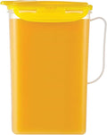 LocknLock Aqua Fridge Door Water Jug with Handle BPA Free Plastic Pitcher with Flip Top Lid Perfect for Making Teas and Juices, 2 Quarts, Yellow