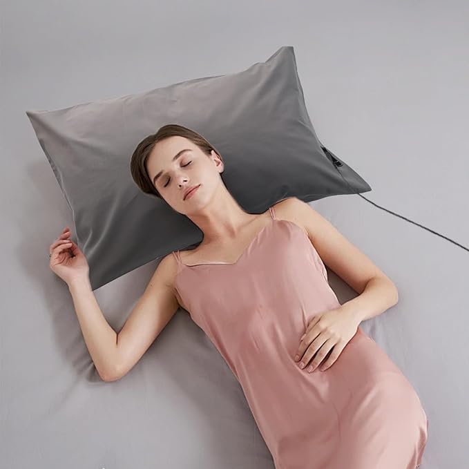 Grounding Pillowcase with Organic Cotton Silver Fiber, Conductive Grounding Pillow Case for Better Sleep, Gray, 20x30 inch