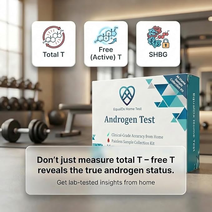 3-in-1 Androgen Test – at-Home Sample Collection Kit | Measure Total T, Free (Active) T & SHBG for Wellness Tracking | CLIA Lab Tested | Painless Collection