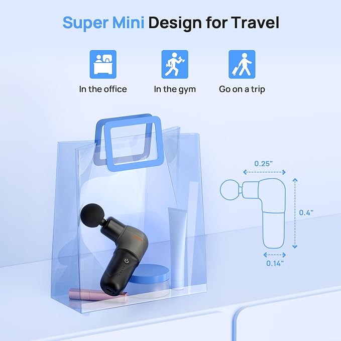 Super Mini Massage Gun, Deep Tissues Percussion Muscle Massager, Compact Sports Travel Massage Gun, Portable Massager Gun for her him, Black