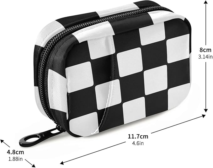 Pill Organizer Box Case Weekly Travel Pill Container Cute Pill Holder 7Day Vitamin Organizer Pill Dispenser Sorter Planner Storage Small Compact Checkerboard White and Black05