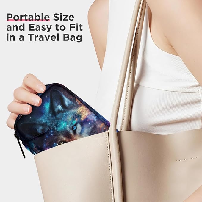 Wolf Galaxy Nebula Pill Case Travel Pill Organizer Weekly 7 Day Portable with Zipper Medicine Box Pill Case for Vitamins, Birth Control,Fish Oils,Medication, Supplements