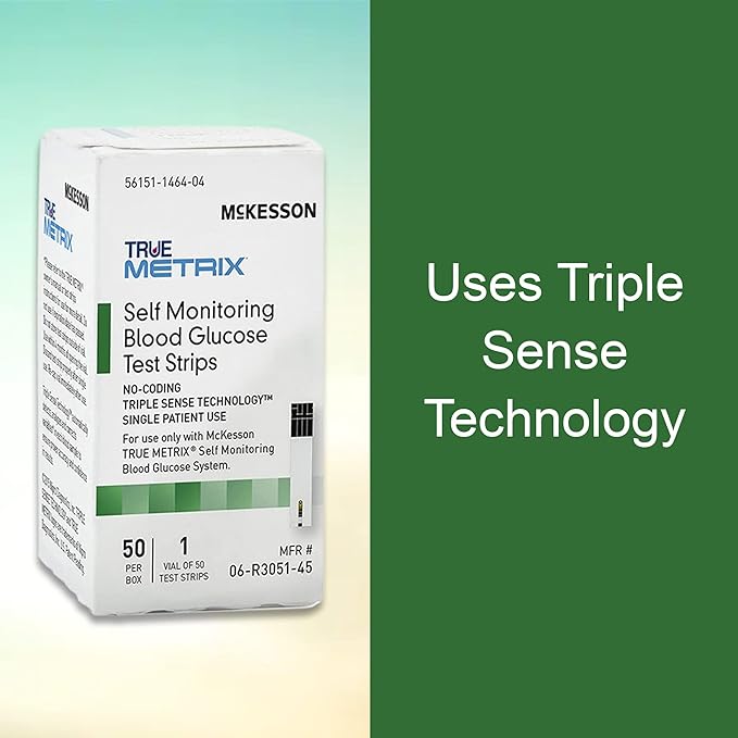 McKesson True METRIX Blood Glucose Test Strips for Diabetes [50 Strips] Self-Monitoring System