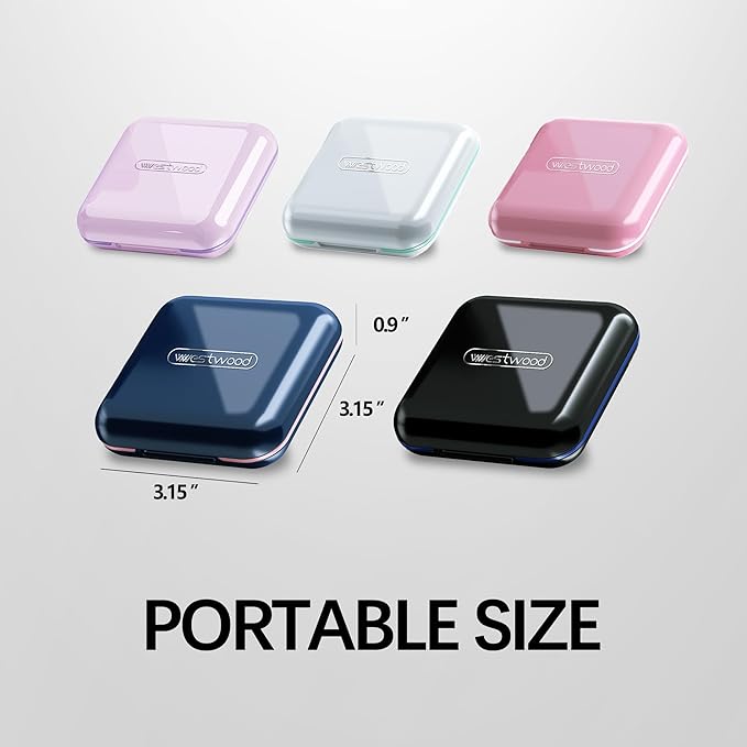 DUBSTAR Pill Box - Waterproof Portable Daily Small Case for Purses Pocket Compact Travel Medicine Holder for Vitamins,Fish Oils,Supplements,Medication(Deep Blue)