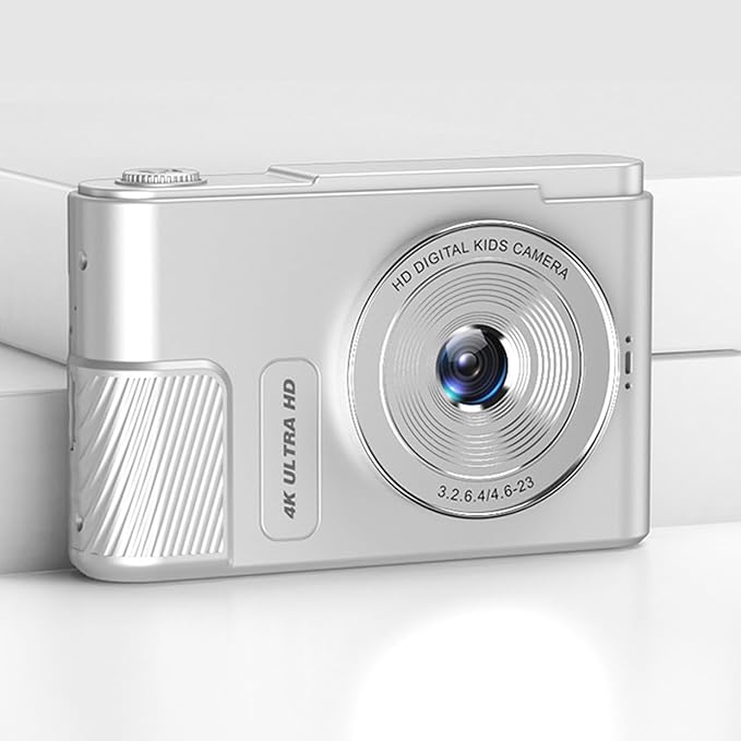 Digital Camera 48MP 4K Vlogging Camera with 2.4 Inch Screen 16X Digital Zoom Compact Camera for Teens Beginner Adult (Silver)