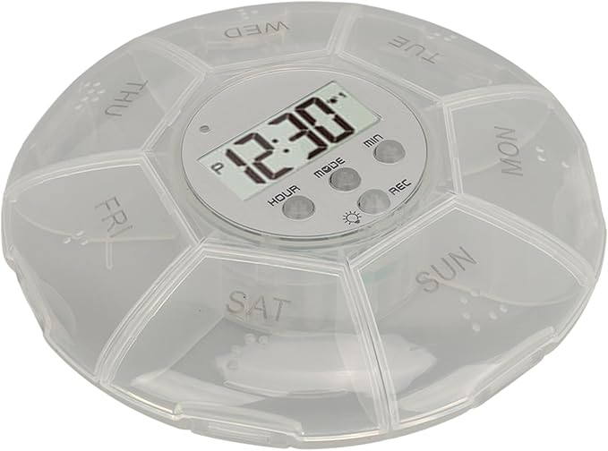 Smart Box, Reminder Medication Organizer with Recording Playback Function, Easily Organizes, for The Elderly, Blind Person (White)