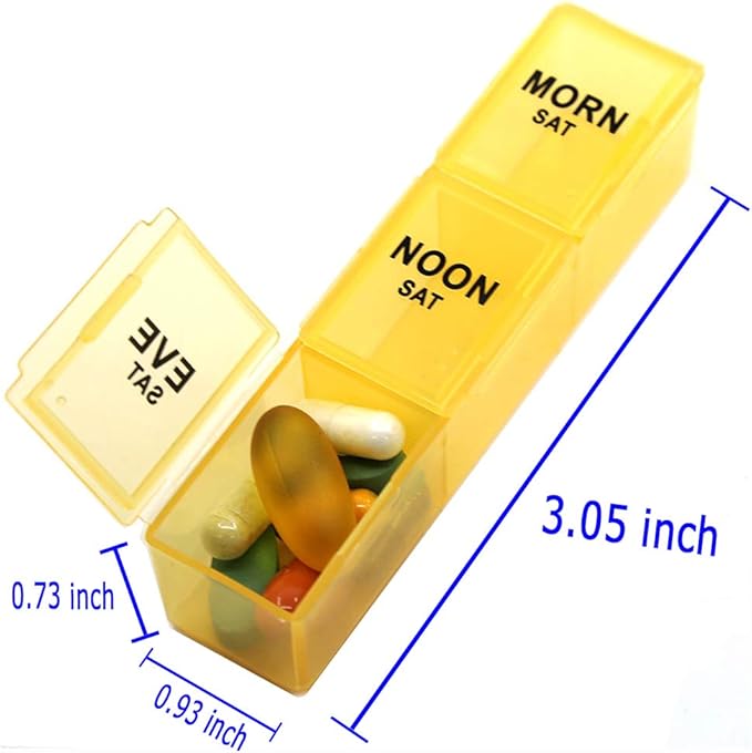 Weekly Pill Organizer, 3 Times a Day, 7-Day Pill Box, Portable Travel Prescription Pill Case Dispenser, Vitamin Fish Oil Compartments Container, Daily Calcium DHA Supplement Holder Reminder