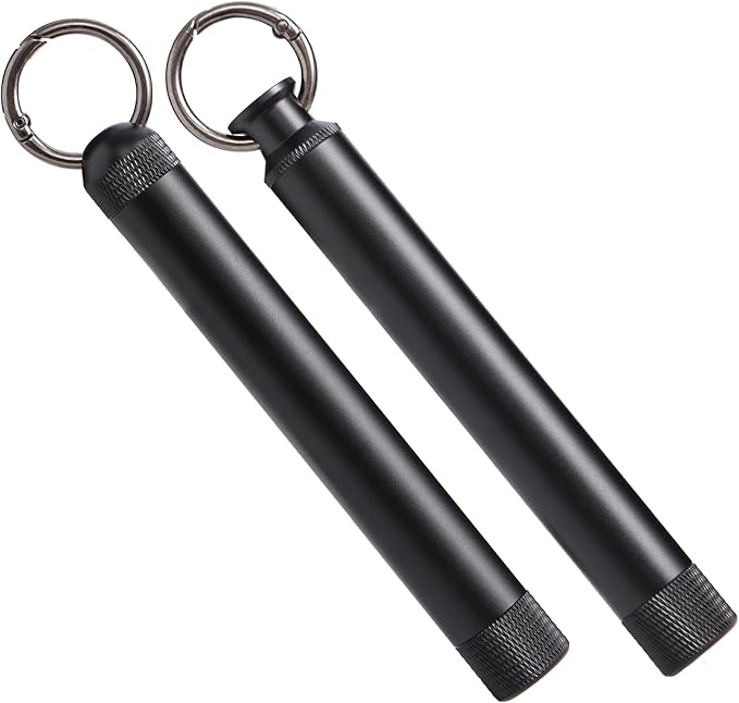 2 Pack Airtight Container - Metal Storage Bottle Tube Container - Waterproof Holder Case - Keychain Storage Tube -Multipurpose Aluminum Container Outdoor Camping Travel for Men, Stylish+Classic