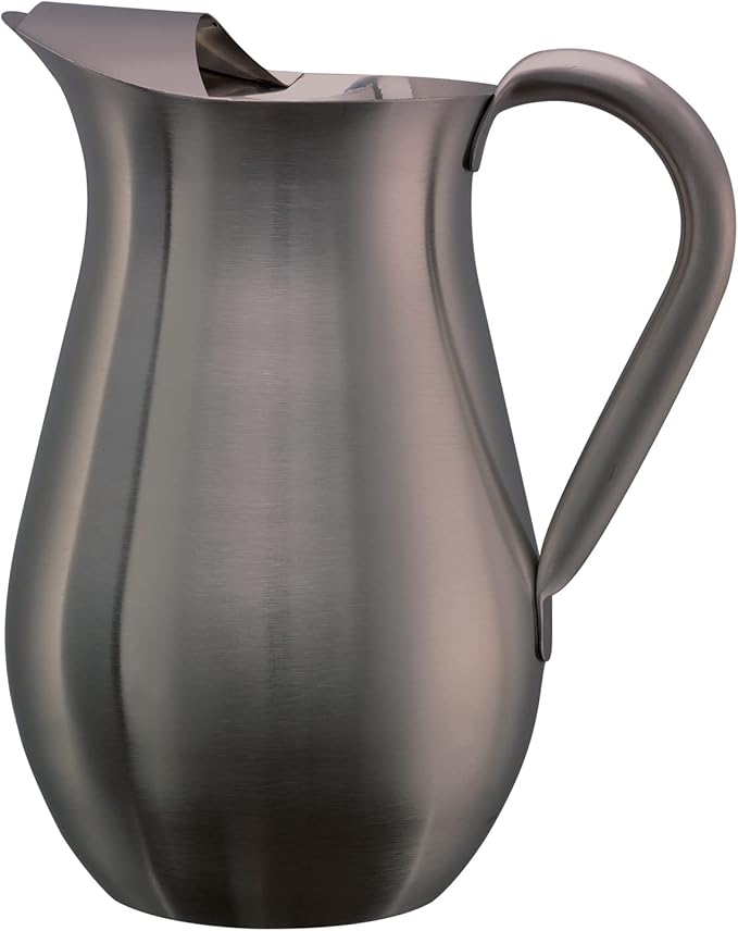 Service Ideas WPB2BSDT Pitcher with Ice Guard, Bell Shaped, 2 L, 66.6 Ounces, Stainless Steel, Dark Tungsten
