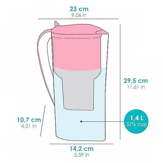 Alkanatur Drops Low Emission Water Filter Pitcher - Hydrogenates + Ionizes + Provides Magnesium Removes Chlorine, Metals, Fluorides, Microplastics, and More - Certified UNE 149101:2015