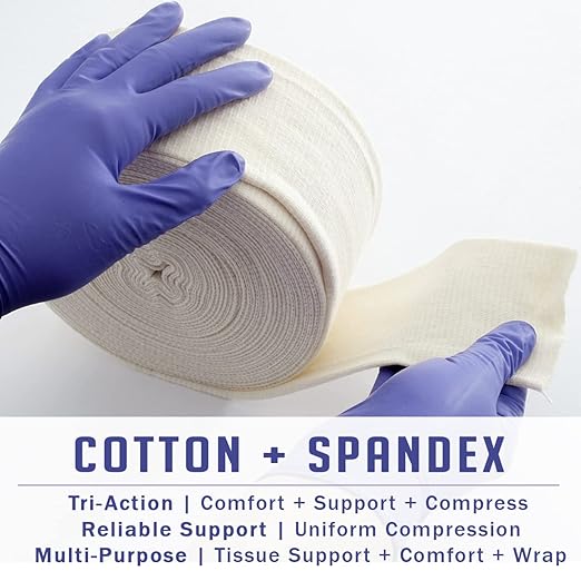 EVERLIT Elasticated Tubular Support Bandage | Stockinette Tubing for Large Arm, Knees, Legs | Light to Moderate Compression Bandage Roll For Tissue Support (Size J | 6.9" x 11 yd)