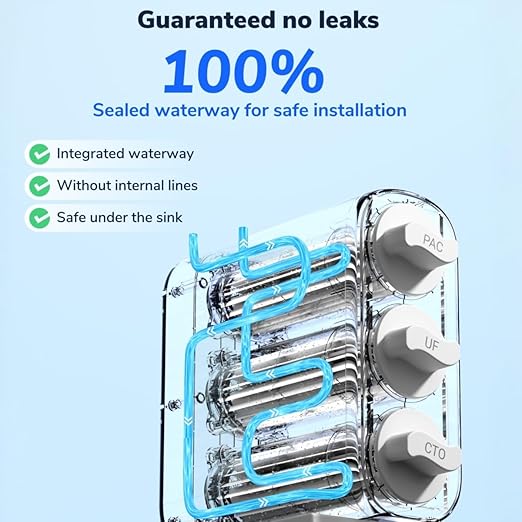 Ecoviva UF 800G 0.01μm Ultra-Filtration Under Sink Water Filter NSF 42/61/372 Standards Tankless Ultra Compact Design, No Electricity & Wastewater, Preserve Beneficial Minerals No TDS Reduction