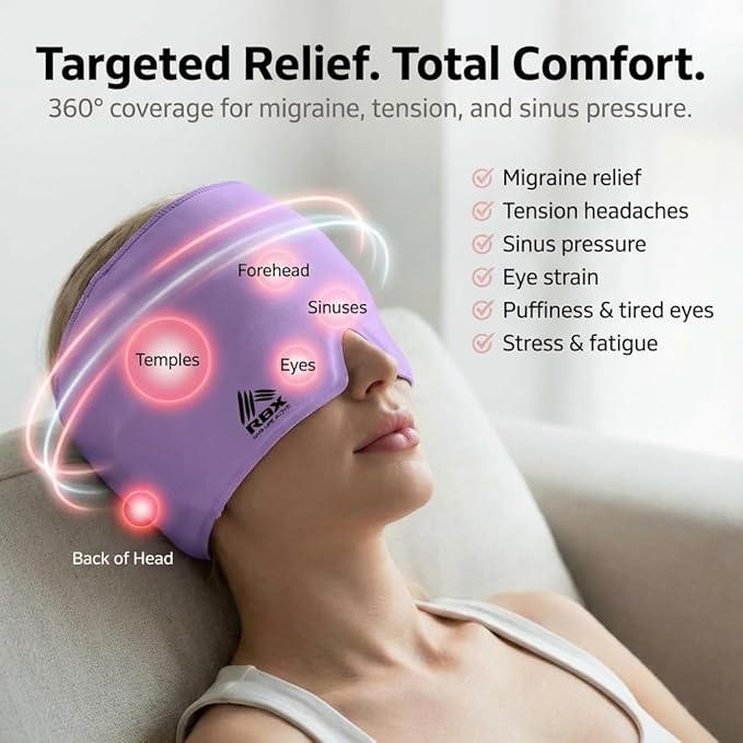 RBX Migraine Relief Cap Hot and Cold Headache Relief Cap Gel Mask, Hangover Headache Relief
