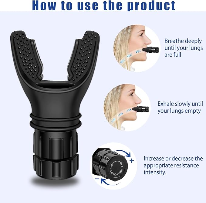 Portable breathing exercise device for lungs, Breathing trainer with Resistance Adjustable, Lung Trainer with excellent quality silicone, Improve Breathing Capacity and Endurance,Easy to Clean and Use