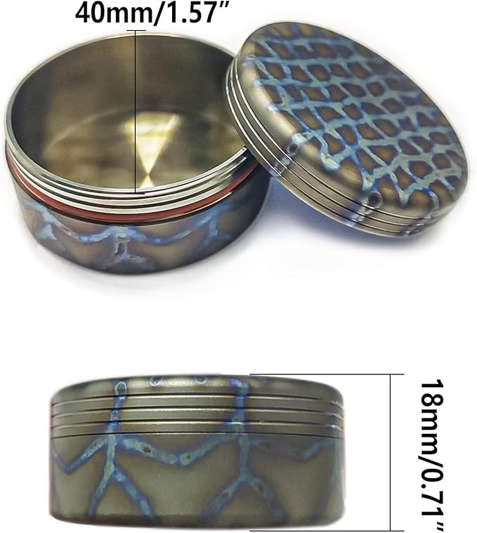 Titanium Waterproof Pill Case EDC Urgency Capsule Case Pocket Metal Box Camping Tiny Case, Blue