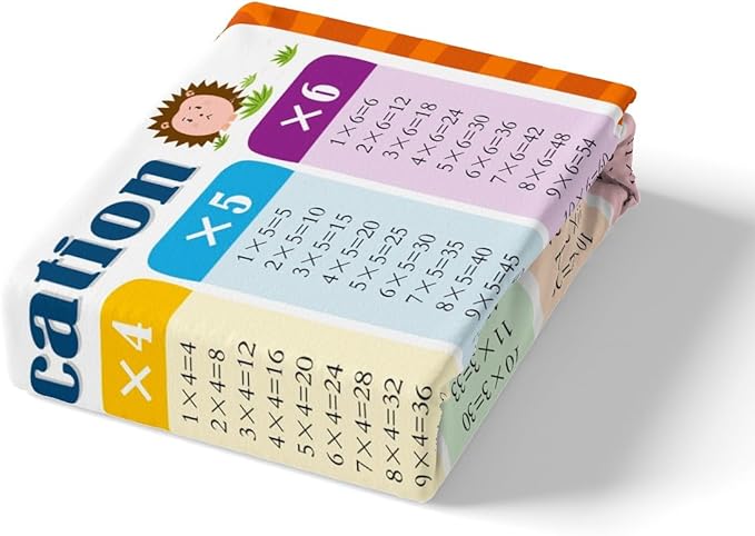 Multiplication Bed Sheet Set Twin, Math Games Fitted Sheet for Kids Educational Bedding Set Learning Time Bed Cover Lightweight Bed Set (No Flat Sheet)