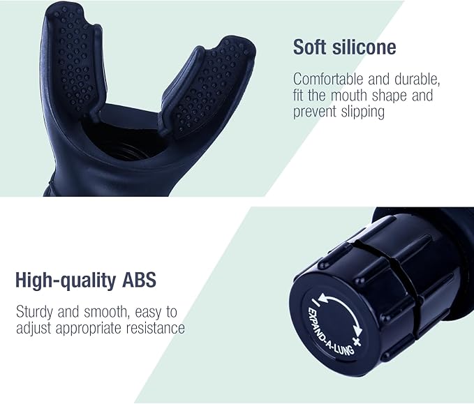 Portable Breathing Trainer with Adjustable Resistance Settings Muscle Trainer Exercise Device Resistance Trainer to Improve Breathing Capacity Enhance Muscle Training Strength