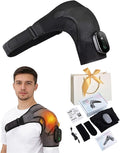 Shoulder Massager – Shoulder Heating Pad with Massage, Cordless Heated Shoulder Wrap with 3 Intensity Levels, Adjustable Straps for Deep Tissue Comfort, One-Button Operation (Black)