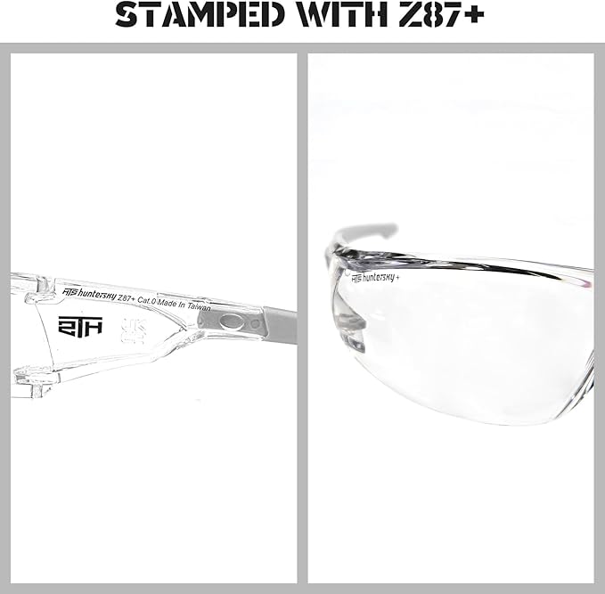 HTS HUNTERSKY ANSI Z87.1 Anti-Fog Clear Safety Glasses Pickleball Youth Baseball Lab Chemistry Goggles Scratch Resistant