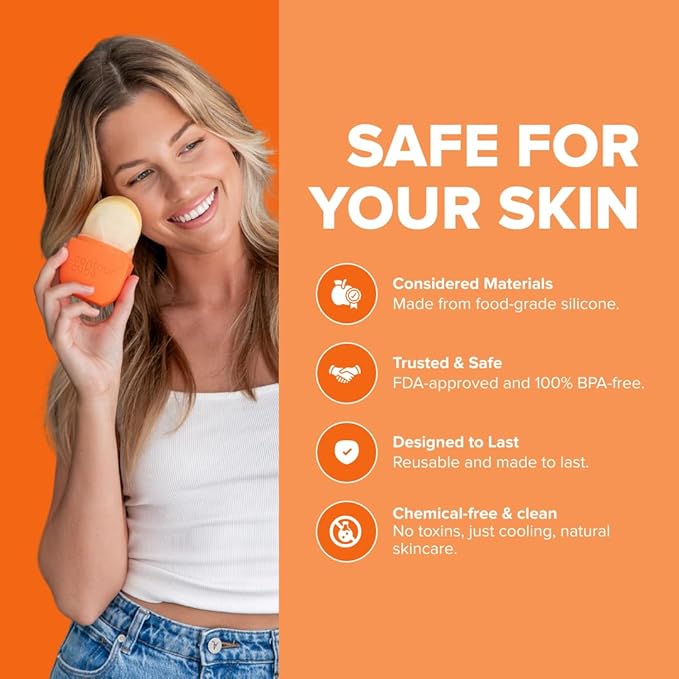 Contour Cube Original - Ice Roller for Sculpting & De-Puffing - Face Ice Roller & Massager with BPA-Free Silicone - Ice Mold for Face - Skin Care Tools for Daily Skincare (180ml) - Peach