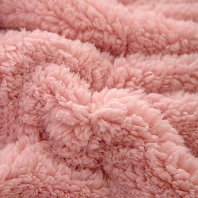 Sherpa 7lb Weighted Blanket for Adult, Both Sides Reversible Velvet Soft Plush Weighted Heavy Blanket for All Season Pink 40in*60in