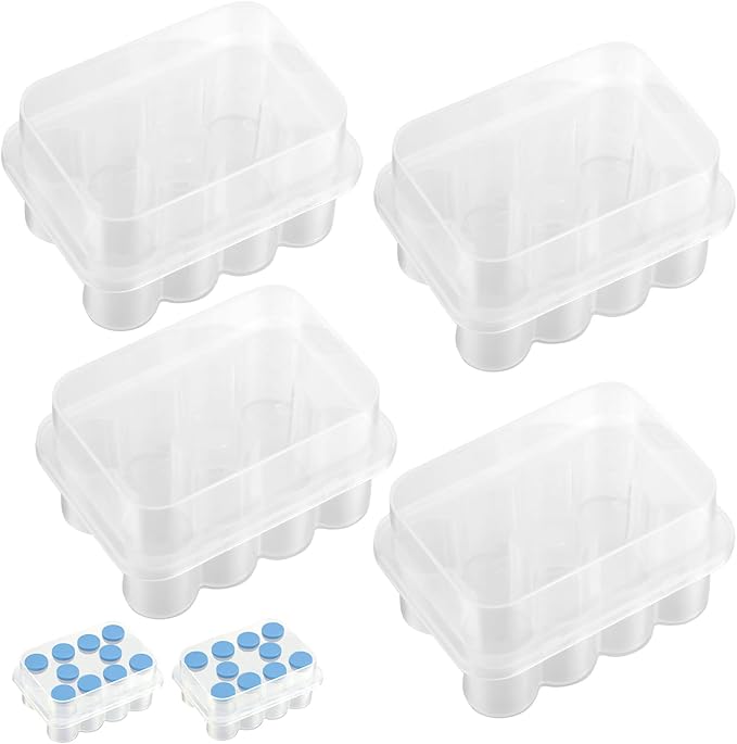4-Pack Peptide Case for Fridge, Peptide Storage Case for 3 ml Bottles, 10-Slot Insulin & Peptide Holder Each, 40 Slots Total, Semi-Transparent Vial Storage Case for Diabetic Care