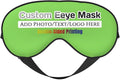 Personalized Eye Mask Add Picture Text Image Logo Custom Travel Sleeping Masks for Home Office Customized Sleep Mask for Men Women Blocks Light Adjustable Strap Neon Green