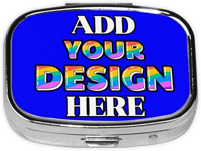 Custom Travel Pill Box, Medicine Pill Organizer Case Container Travel Pill Holder Vitamin for Boxes Med Wallet Portable Mini Pastillero Square, Blue, Personalized Gifts