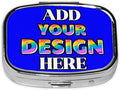 Custom Travel Pill Box, Medicine Pill Organizer Case Container Travel Pill Holder Vitamin for Boxes Med Wallet Portable Mini Pastillero Square, Blue, Personalized Gifts