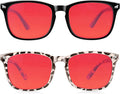 2 Packs Professional Sleep Glasses with 99.9% Blue Light Blocking Dual AR Coatings Red Lens, Computer Gaming Glasses for Men Women, Anti Fatigue & Eye Strain