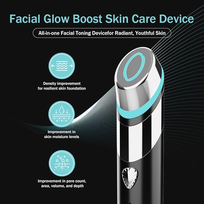 Upgraded Version | Skin Care Device - Facial Glow Booster for Maximizing and Boosting Absorption - Needle Free, Radiance, Elasticity | LED Anti-Wrinkle Device | Skin Care Firming, Toning