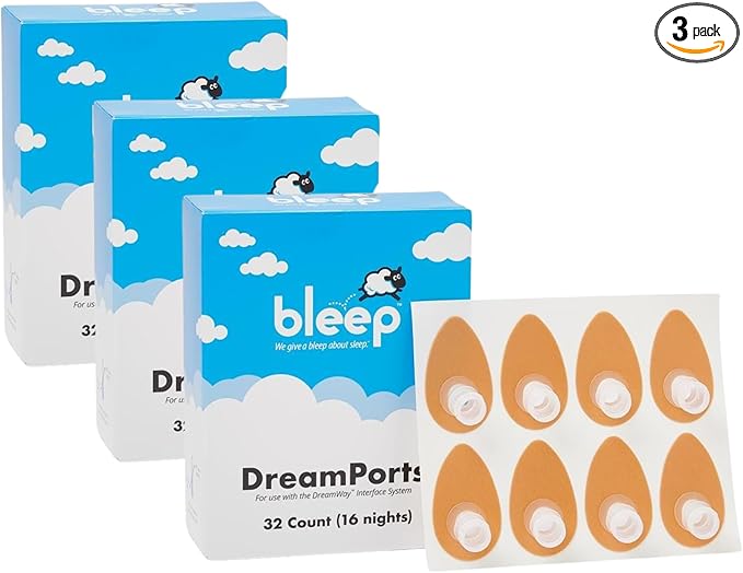 Bleep Dreamports for DreamWay Connector, CPAP Mask Replacement, Mask-Free Sleep Apnea Solution, No Nasal Insertion, Skin-Friendly Adhesive, 48 Night Supply, 96 Count Box