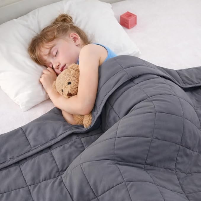Weighted Blanket Kids 5lbs, 36"x48", Cooling Heavy Throw Blanket for 40-60lbs, Microfiber Soft Thick Big Blankets Weighted Comforter Breathable Gift for Sleeping, Grey